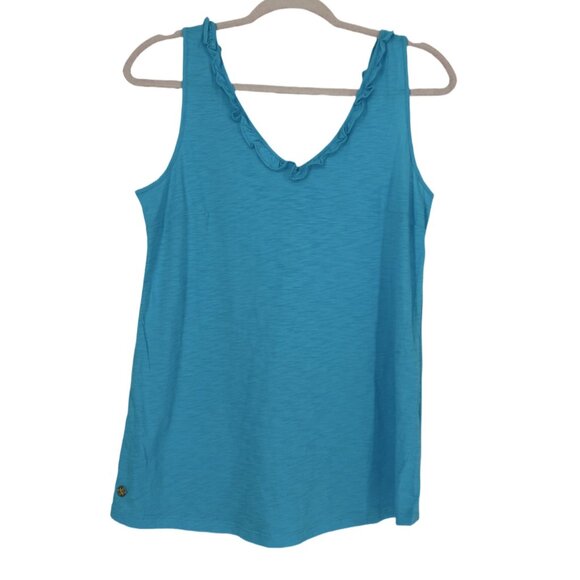 NWOT Lilly Pulitzer Gigi Ruffle Tank Top Lunar Blue Size Small - Picture 7 of 9